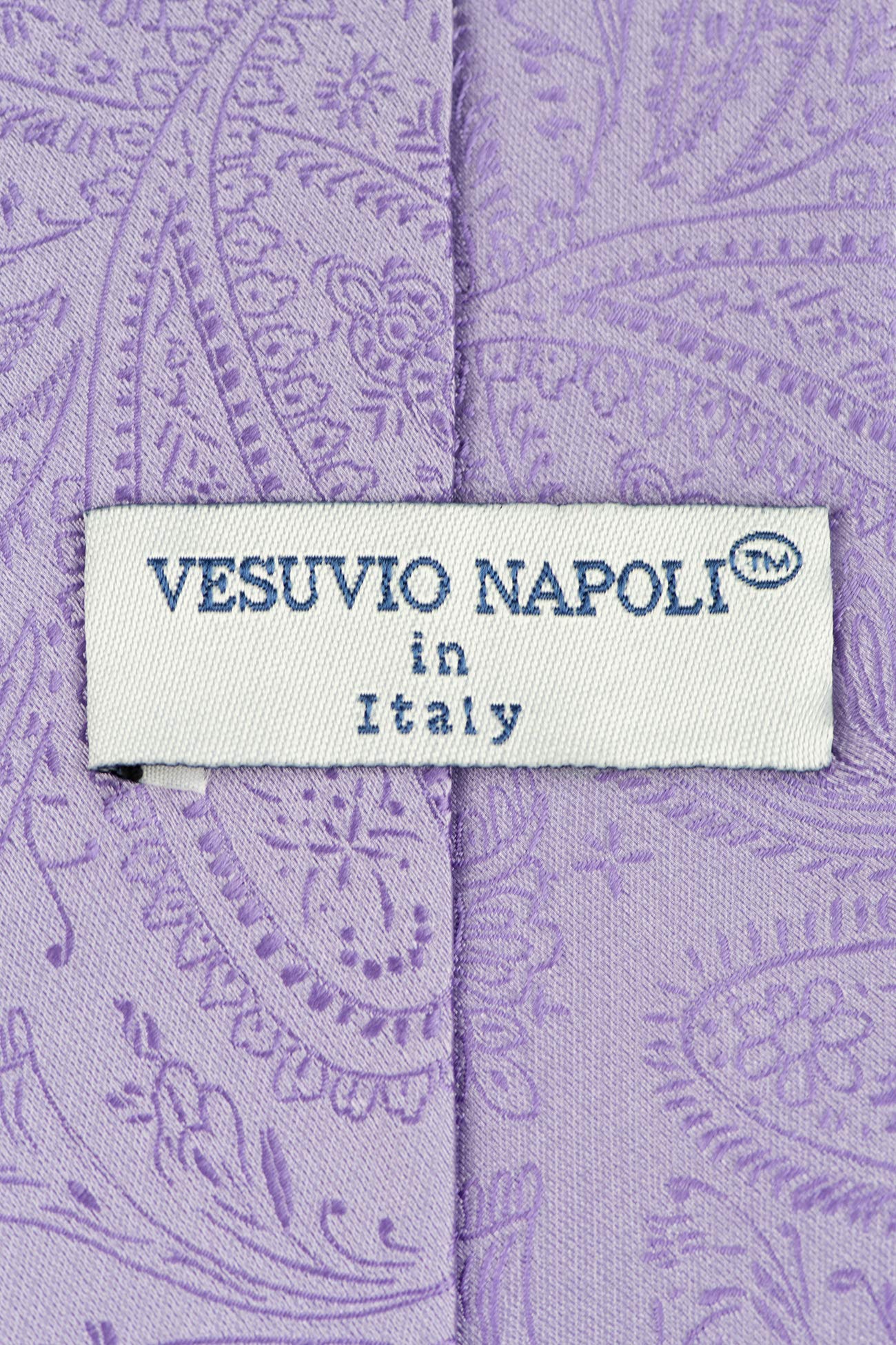 Vesuvio Napoli PreTied Men's Necktie Paisley LAVENDER Color Mens Zipper Neck Tie
