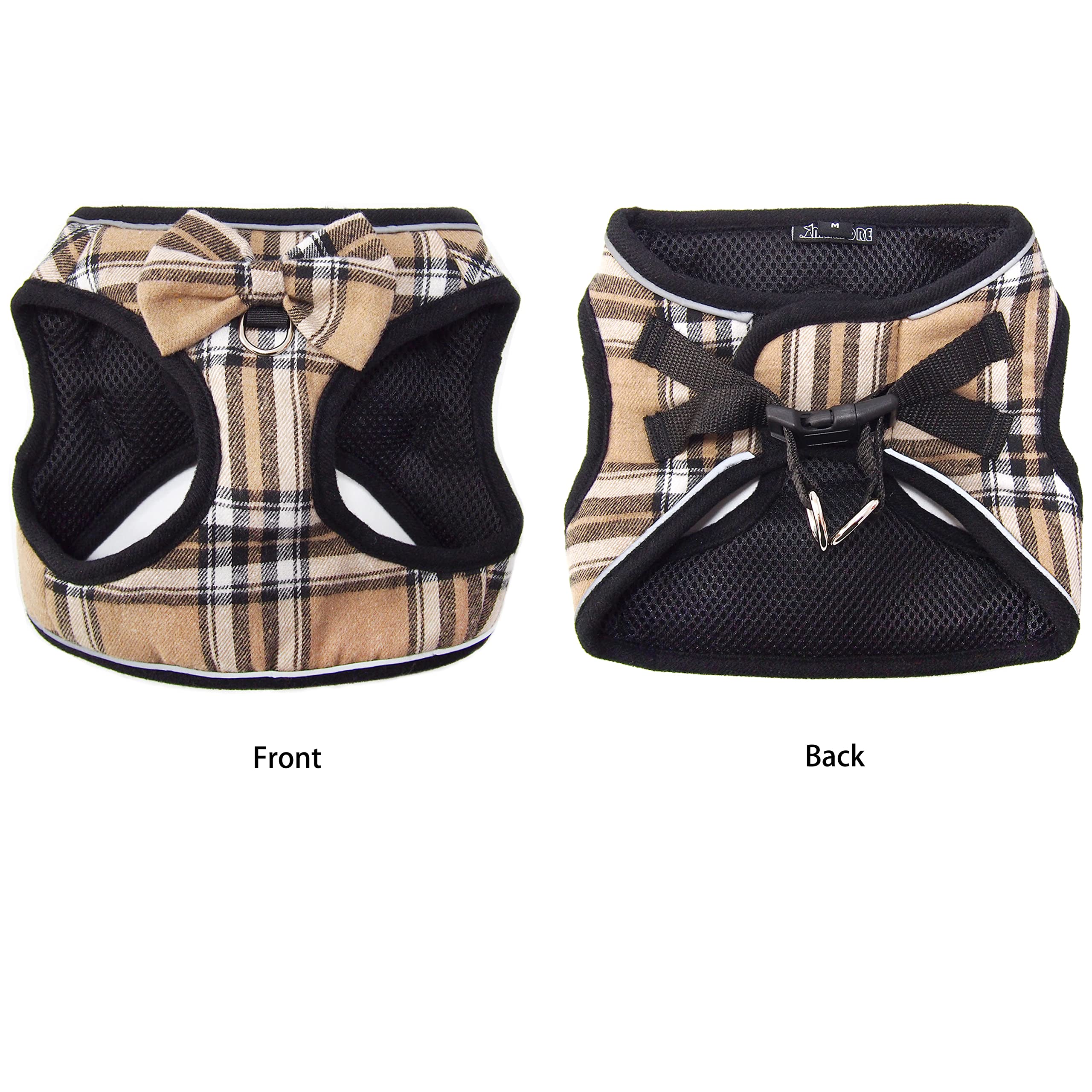 Mesh Soft Dog Harness, Adjustable No Pull Reflective Comfort Pet Vest for Dogs (Light Khaki, Medium)