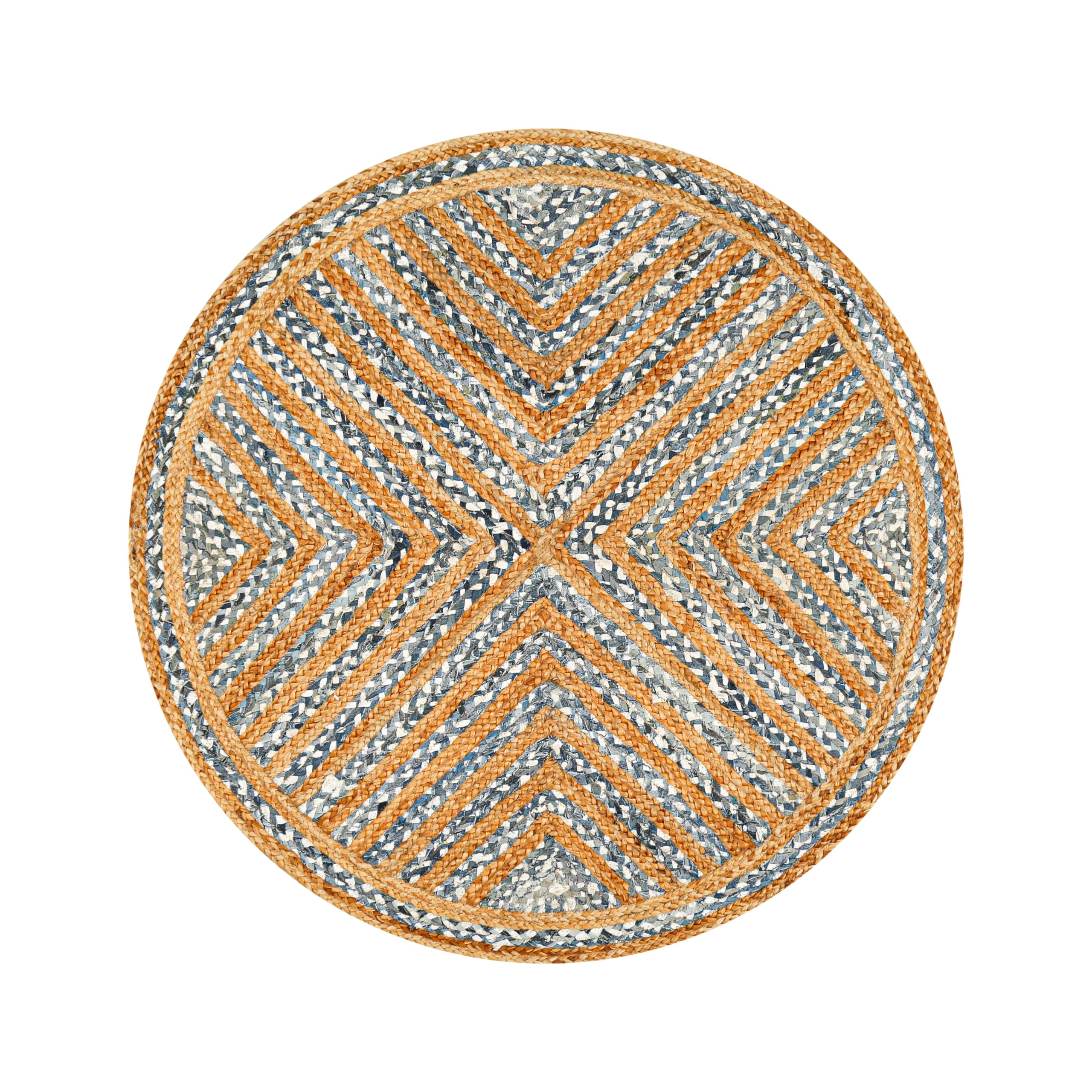 Lightnpro Bohemian-Teppich aus Jute, Baumwolle, Denim, geflochten, rund, Bauernhaus, Jute, Baumwolle, Flickenteppich für Küche, Kinderzimmer, Spielzimmer, bunt, handgewebt, wendbar, haustierfreundlich