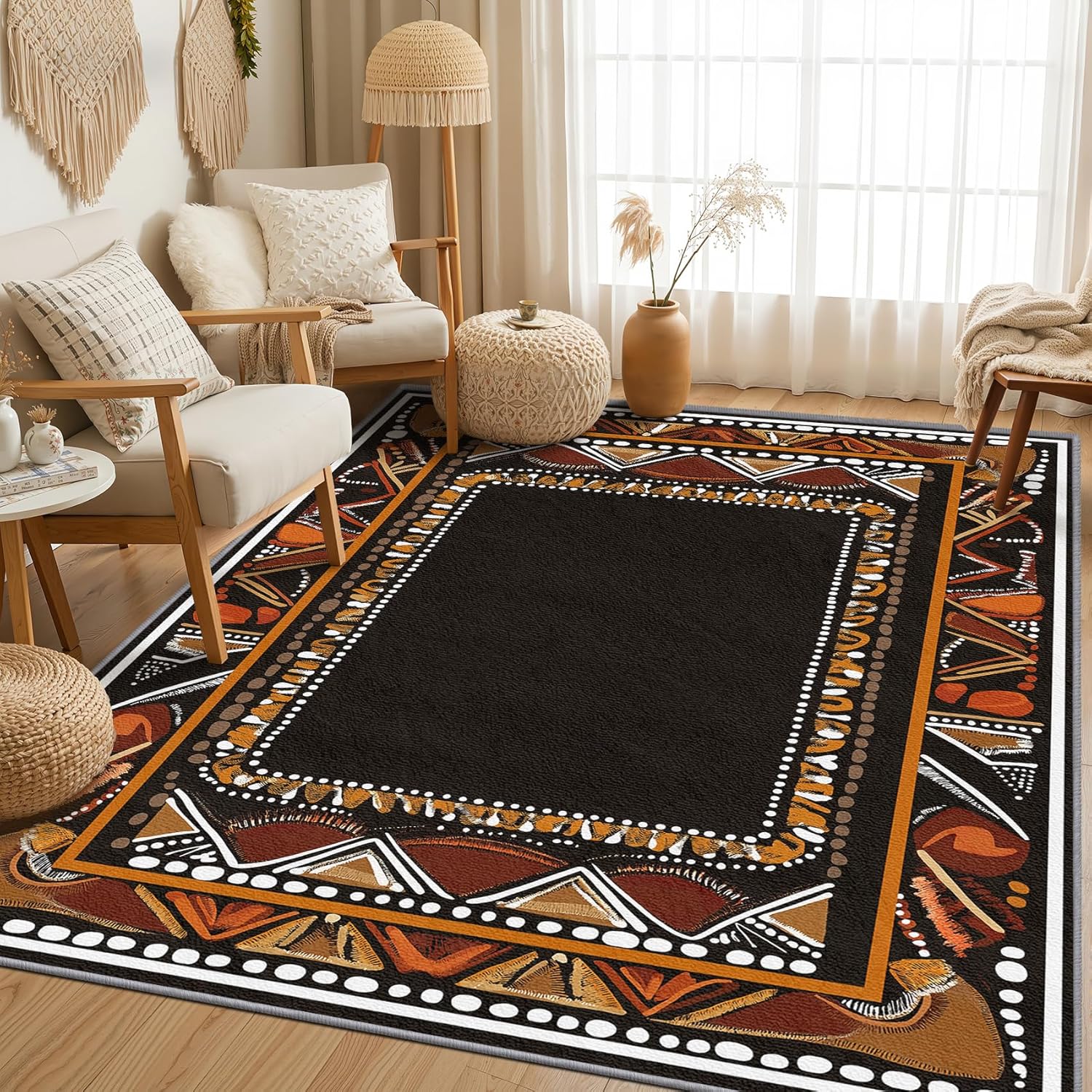 Tribal Rug 4x6-5x6 Rug, African Living Room Rugs, Afro Bohemian Bedroom Rugs, Ethnic Carpet, African Tribal Home Decor & Gifts