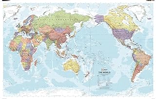 Pacific Centred World Political Wall Map - 40" x 25" Paper