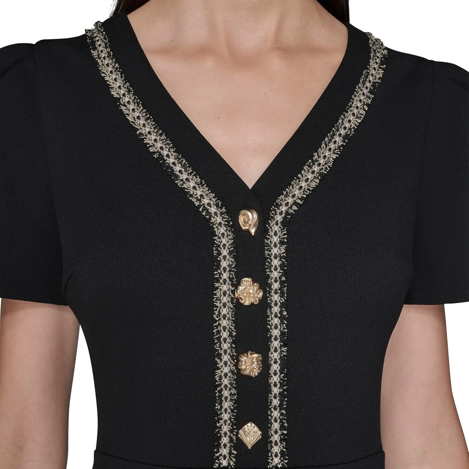 Karl Lagerfeld Womens Short Sleeve Scuba Crepe A-line Dress - Image 5