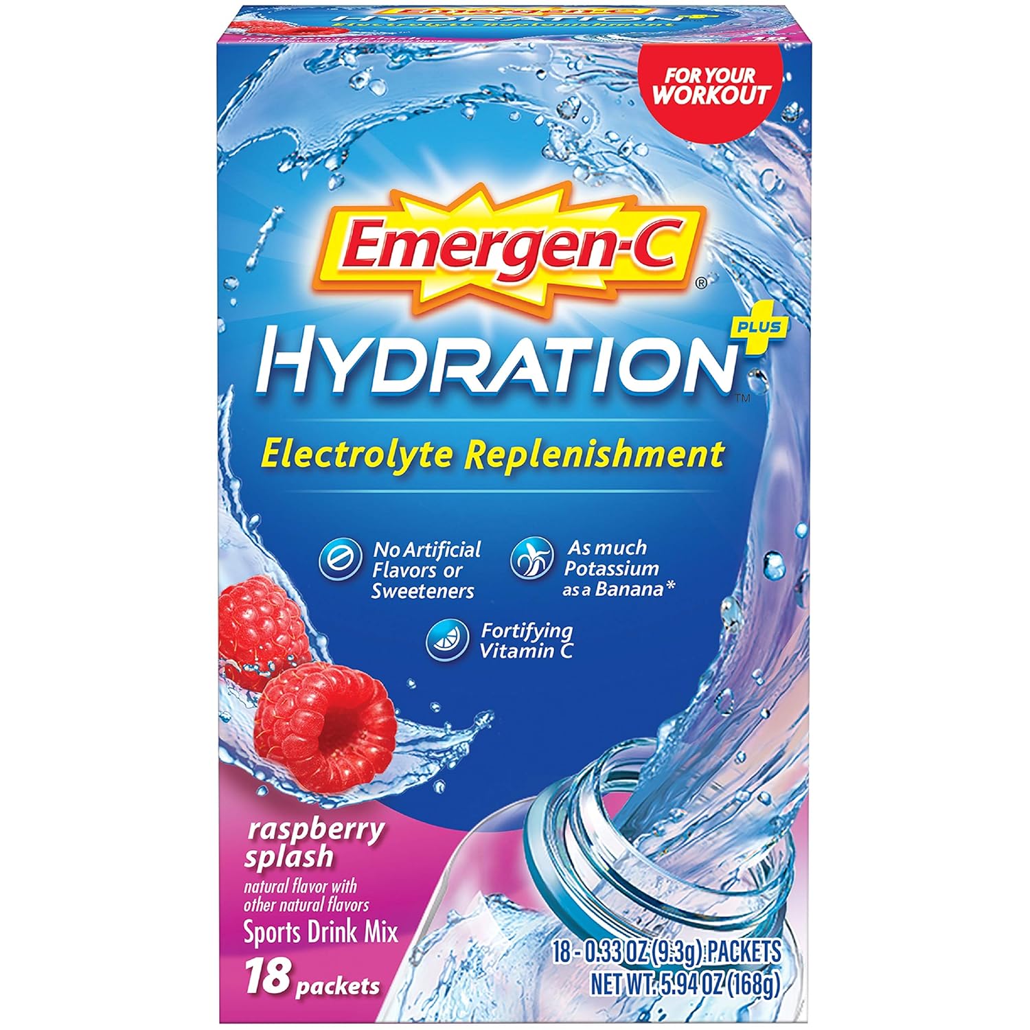 EmergenC Hydration+ Sports Drink Mix With Vitamin C (18