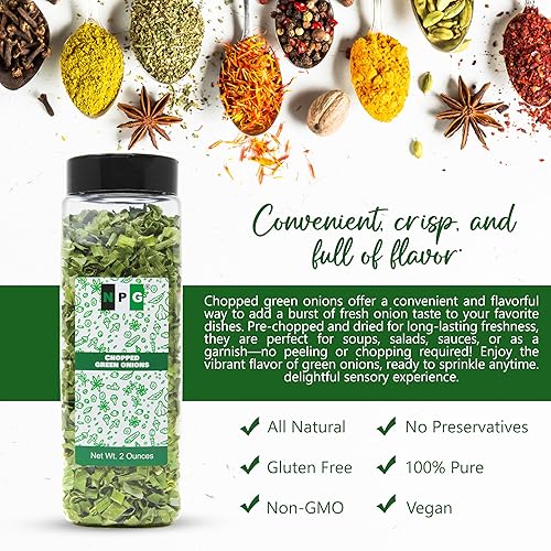 Miniatura 7 de NPG Cebollín Picado Liofilizado 2 Oz, Totalmente Natural Sin OMG Sin Gluten, Cebollín Seco, Cebollín de Primavera Gourmet para Cocinar, Ensaladas,