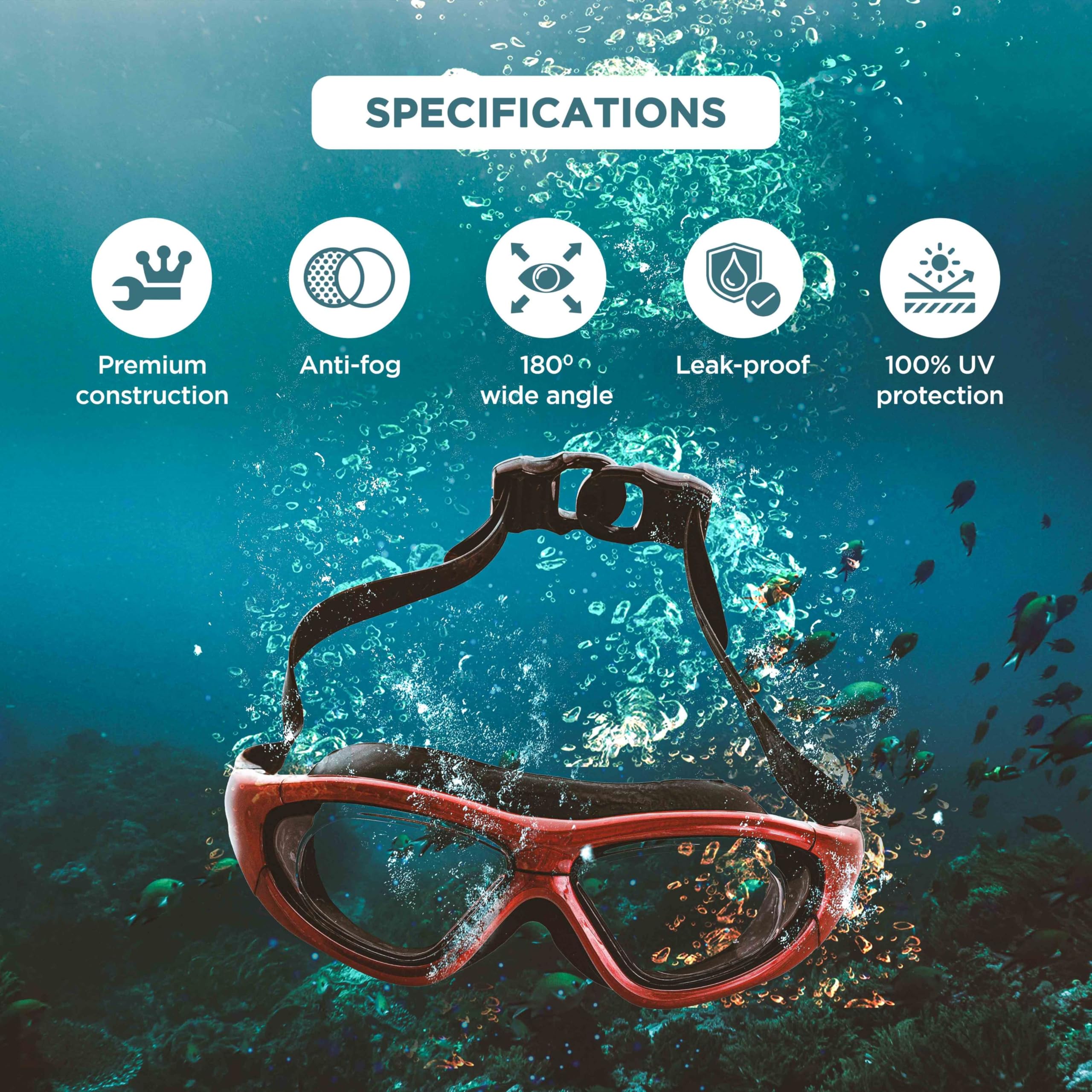 ENDLESS EL1007 Premium Swimming Goggle with Anti-Fog and UV Protection | Brown | Material: Silicon, PU | Stylish 180 Degree Wide View Glasses | Soft Silicone Gasket for Leak Proof | With Hard Case