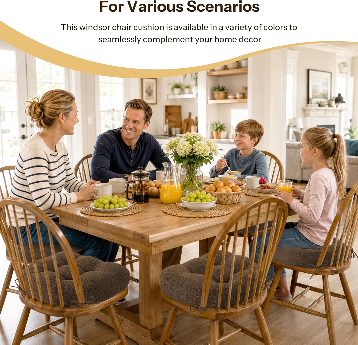 Chair Cushions for Dining Chairs 16.5"x15.5"x3" Brown 4 Pack