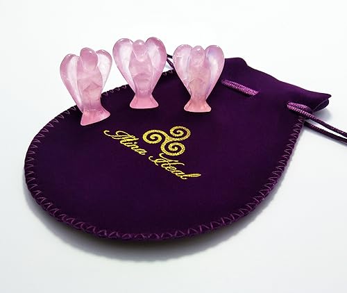 Miniatura 3 de Mina Heal Figuras de ángel guardián de bolsillo, ángeles de bolsillo, Cuarzo rosa