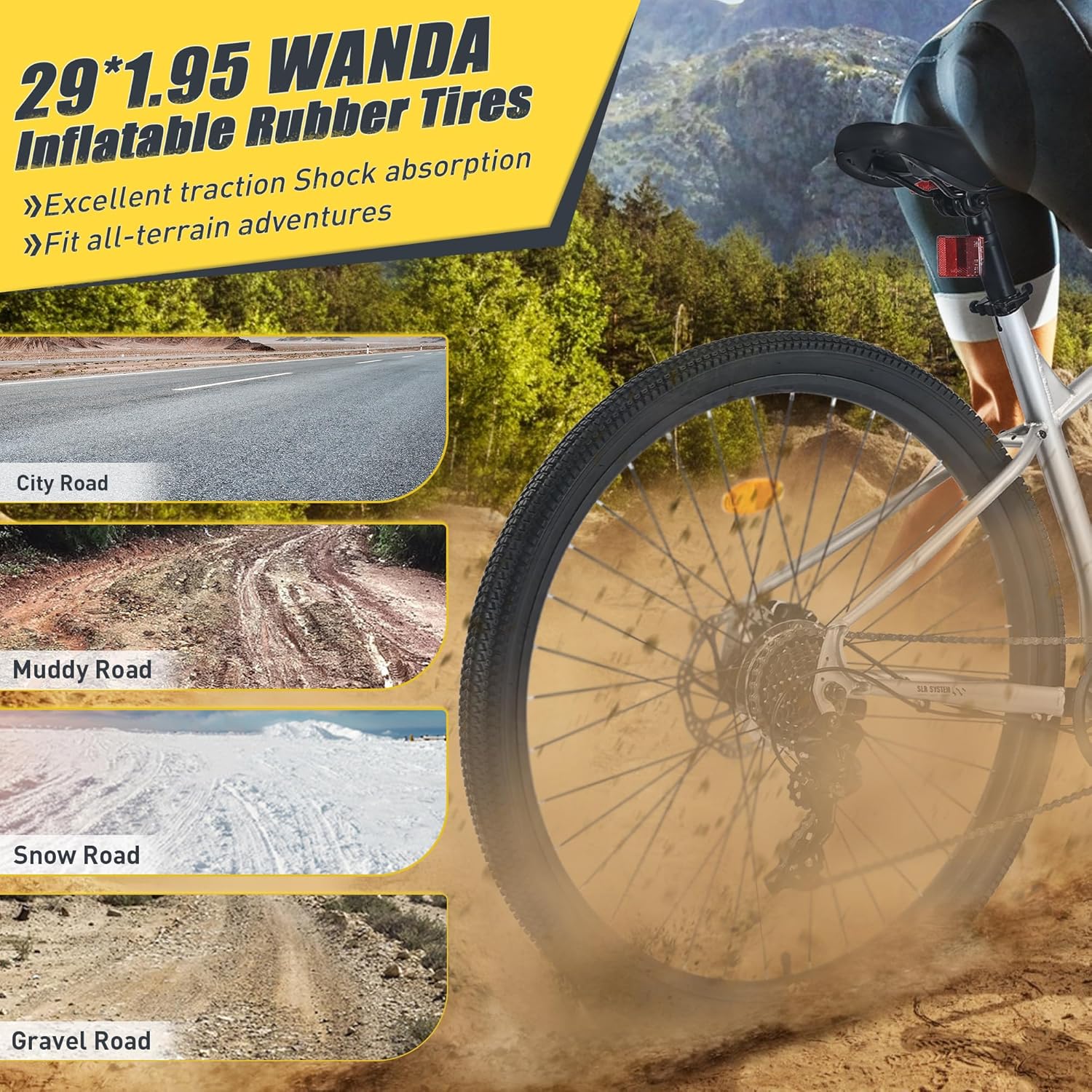 29" Mountain Bike Front Suspension Fork Steel Frame 8 Speed Mountain Bike for Men and Women