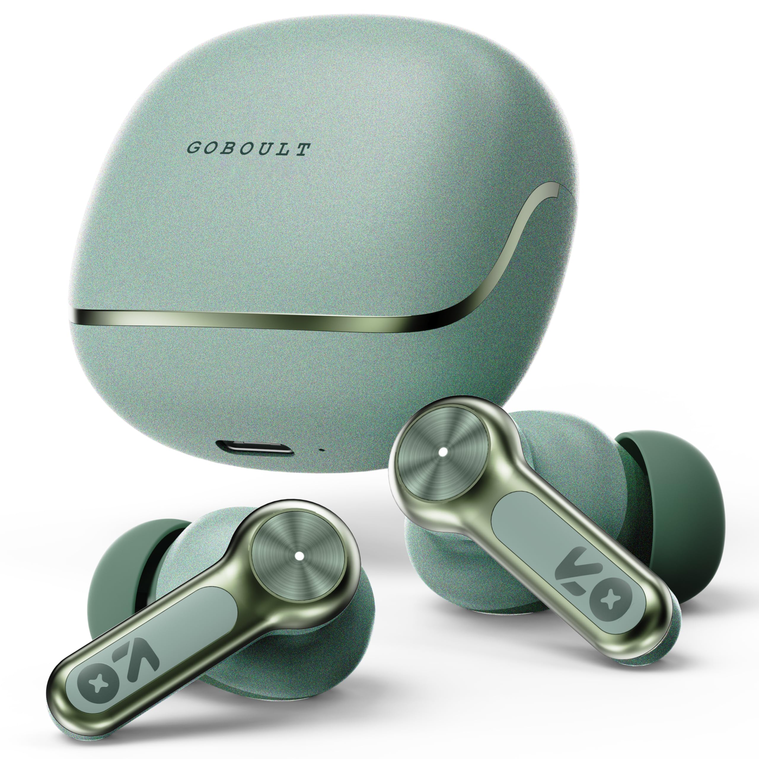 GOBOULT Raven in Ear TWS Earbuds with 70H Playtime, App Support, Quad Mic ENC, Dual Device Pairing, 10mm Bass Driver, 50ms Ultra Low Latency, Bluetooth 5.4 Wireless Earbuds (Ice Mint)