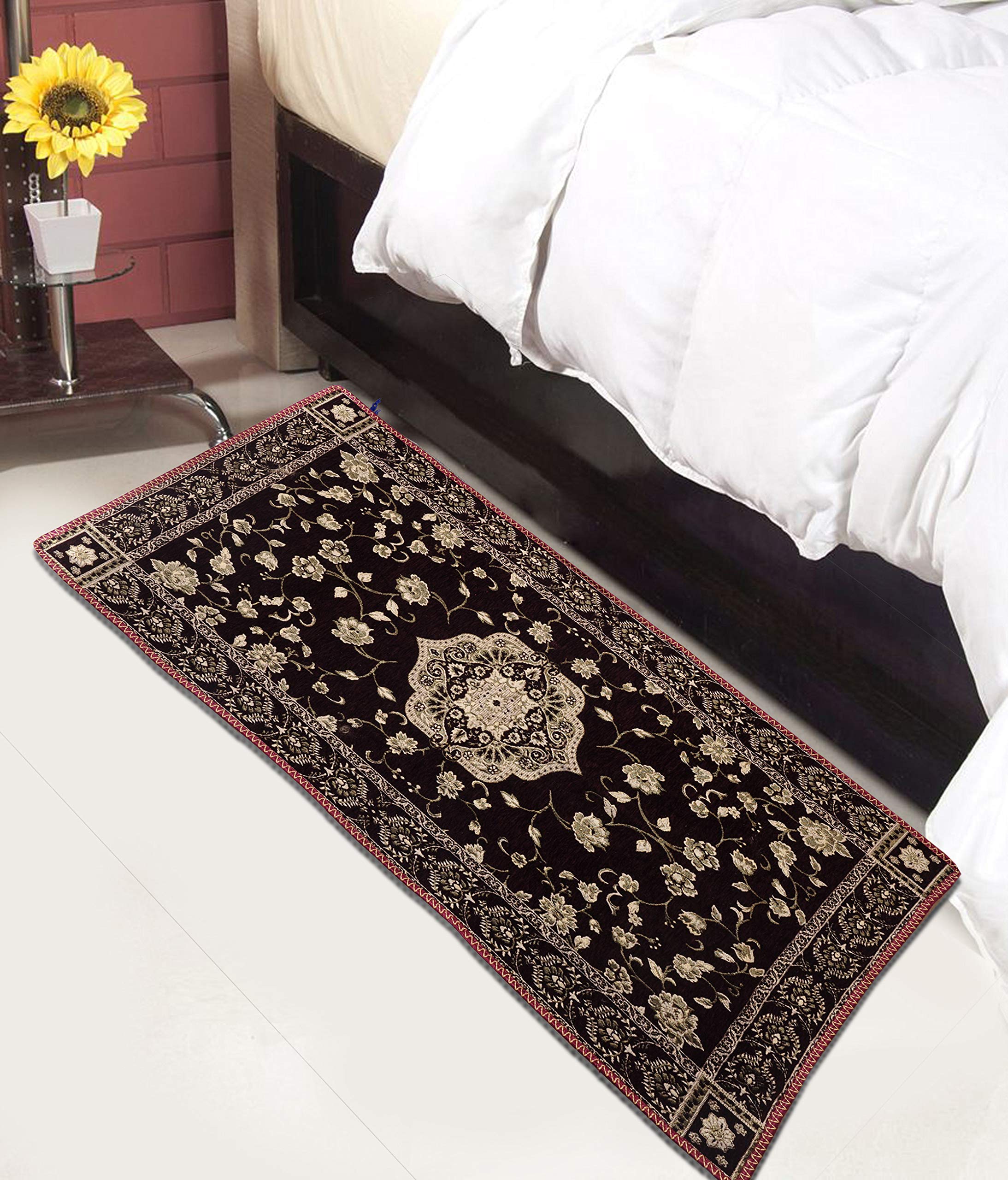 Premium Heavy Velvet Touch Chenille Multipurpose Bedside Runner | Carpet | Yoga Mat | Table Mat for Bedroom-Living Room-Floor-Home Decoration (3Feet x 5 Feet)-picture-26