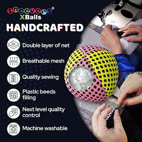Miniatura 69 de speevers Juego de 3 pelotas de malabarismo para principiantes y profesionales, 14 colores disponibles, 2 capas de red y estuche de transporte, bolas