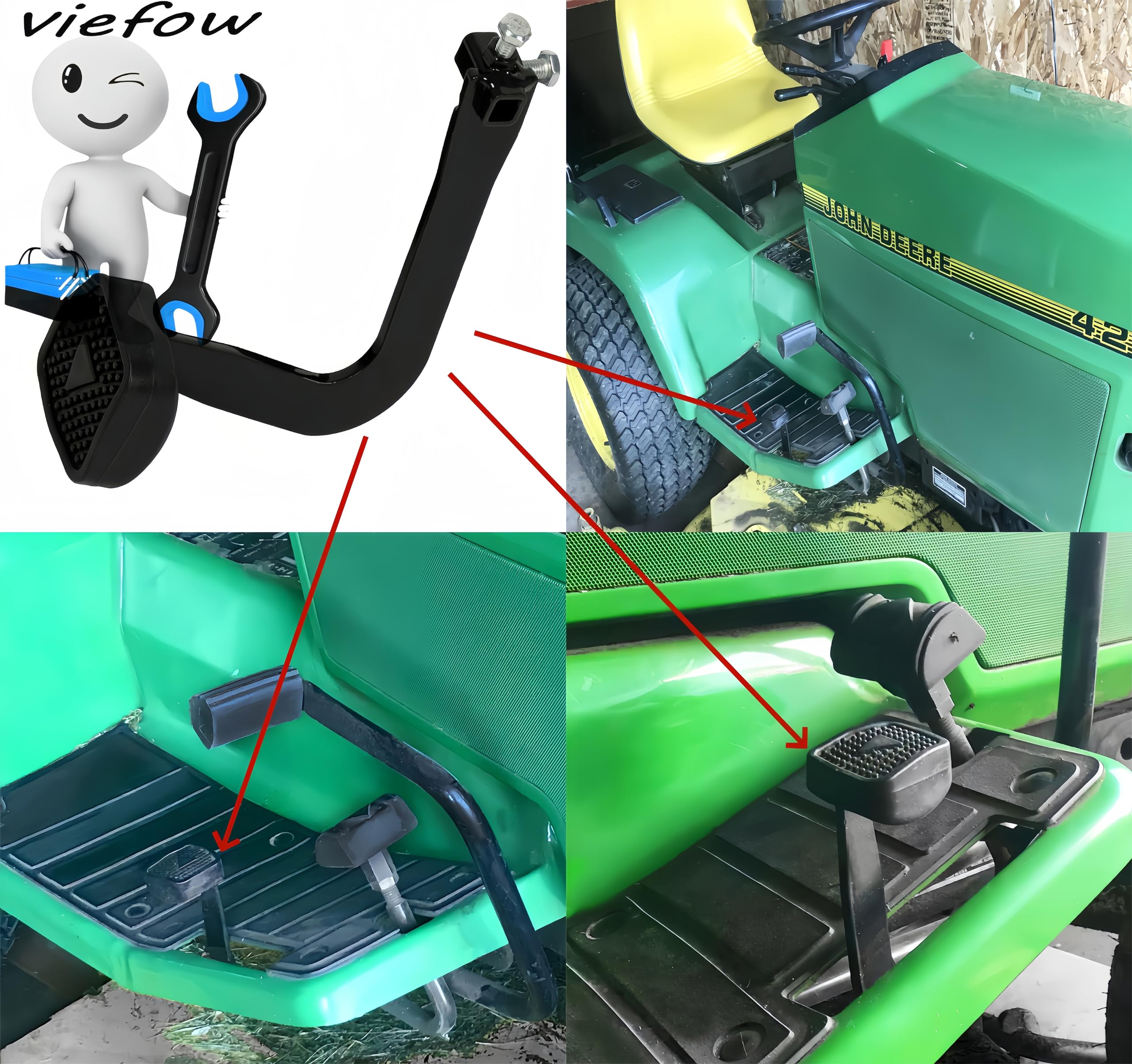 Viefow ET-505 Steel Reverse X-Pedal for John Deere Tractors | with non-slip rubber pad