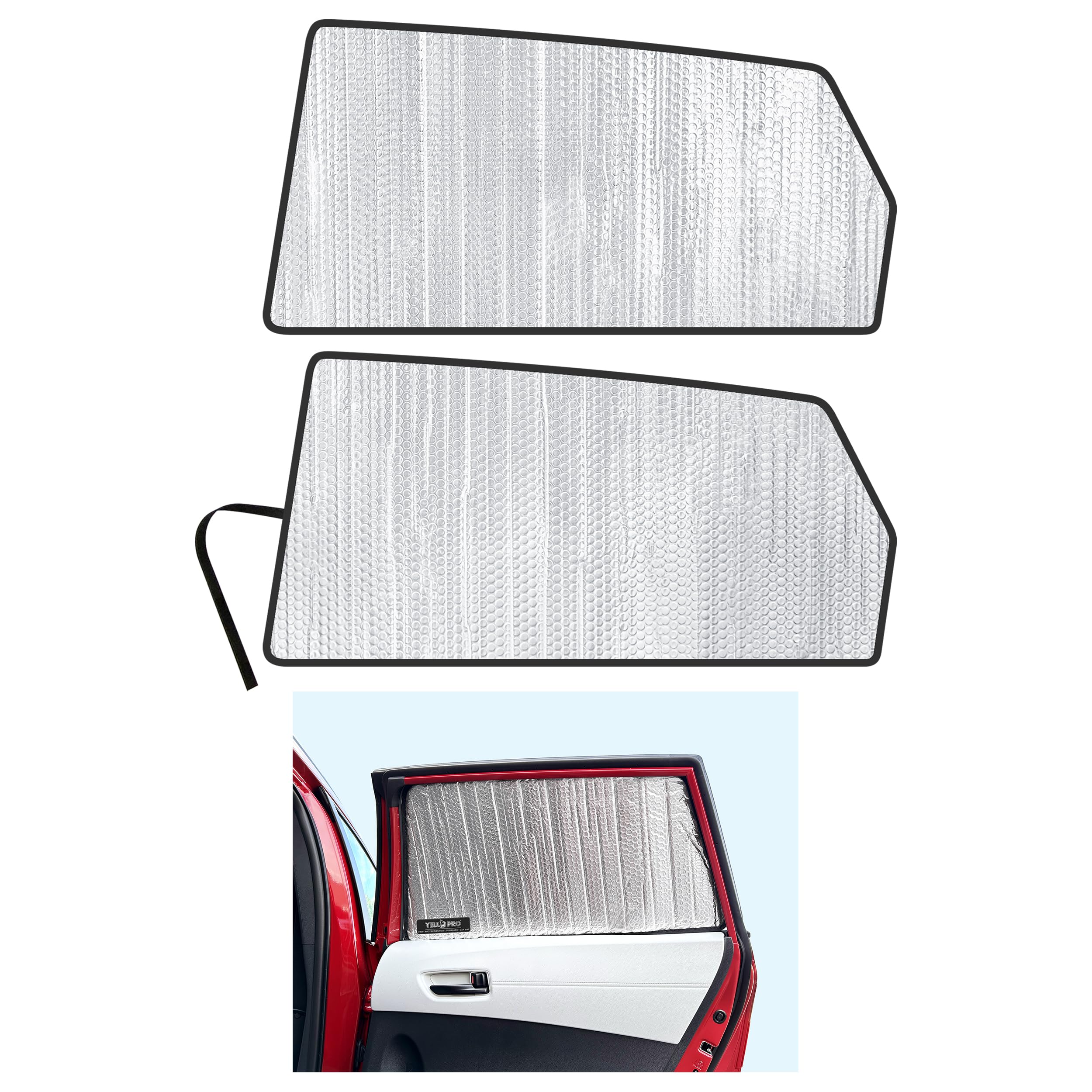 YelloPro Side Window Rear Seat 2nd Row Sunshade (Set of 2) Custom Fit for 2022 2023 2024 2025 Toyota Corolla Cross SUV, L, LE, XLE, Hybrid, Sun Protection UV Reflector Insulated Accessories