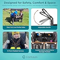 Vista 4 de Contours Curve 360 - Cochecito doble ligero para 2 niños, se adapta a asientos de automóvil infantiles, ultra maniobrable, fácil de poner y quitar