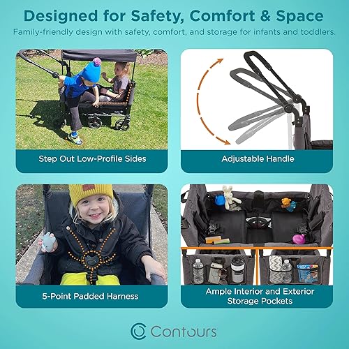 Miniatura 4 de Contours Curve 360 - Cochecito doble ligero para 2 niños, se adapta a asientos de automóvil infantiles, ultra maniobrable, fácil de poner y quitar