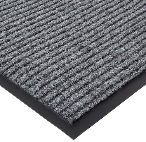 Durable Spectra-Rib Tapete de entrada interior con respaldo de vinilo, 3 x 4 pies, color gris