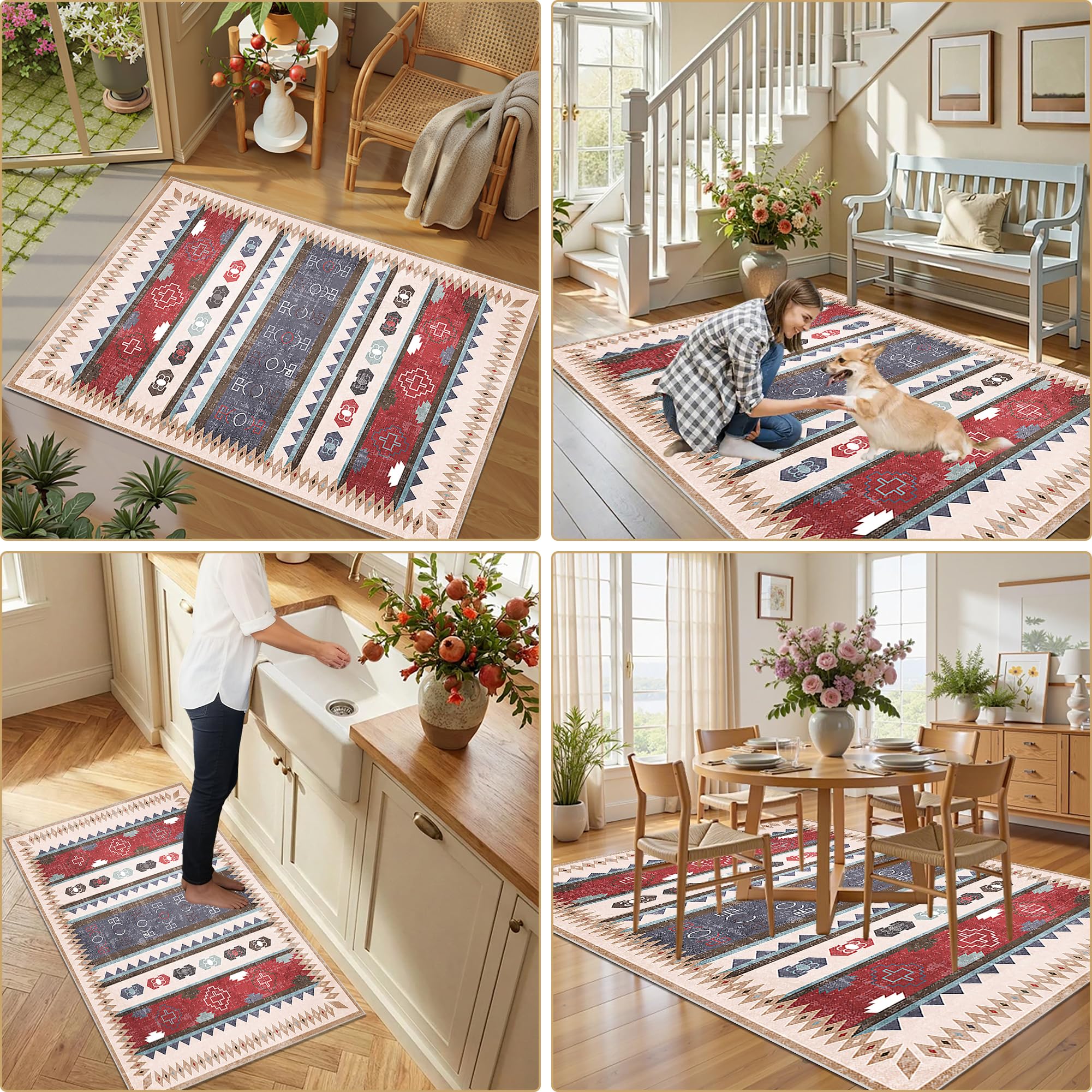 Alfombra Corredor Antideslizante Larga Alfombras de Pasillo Alfombras de área Absorbente Antideslizante Fácil de Limpiar 100 x 350 cm para Habitacion Halls Comedor Cocina Ajustable