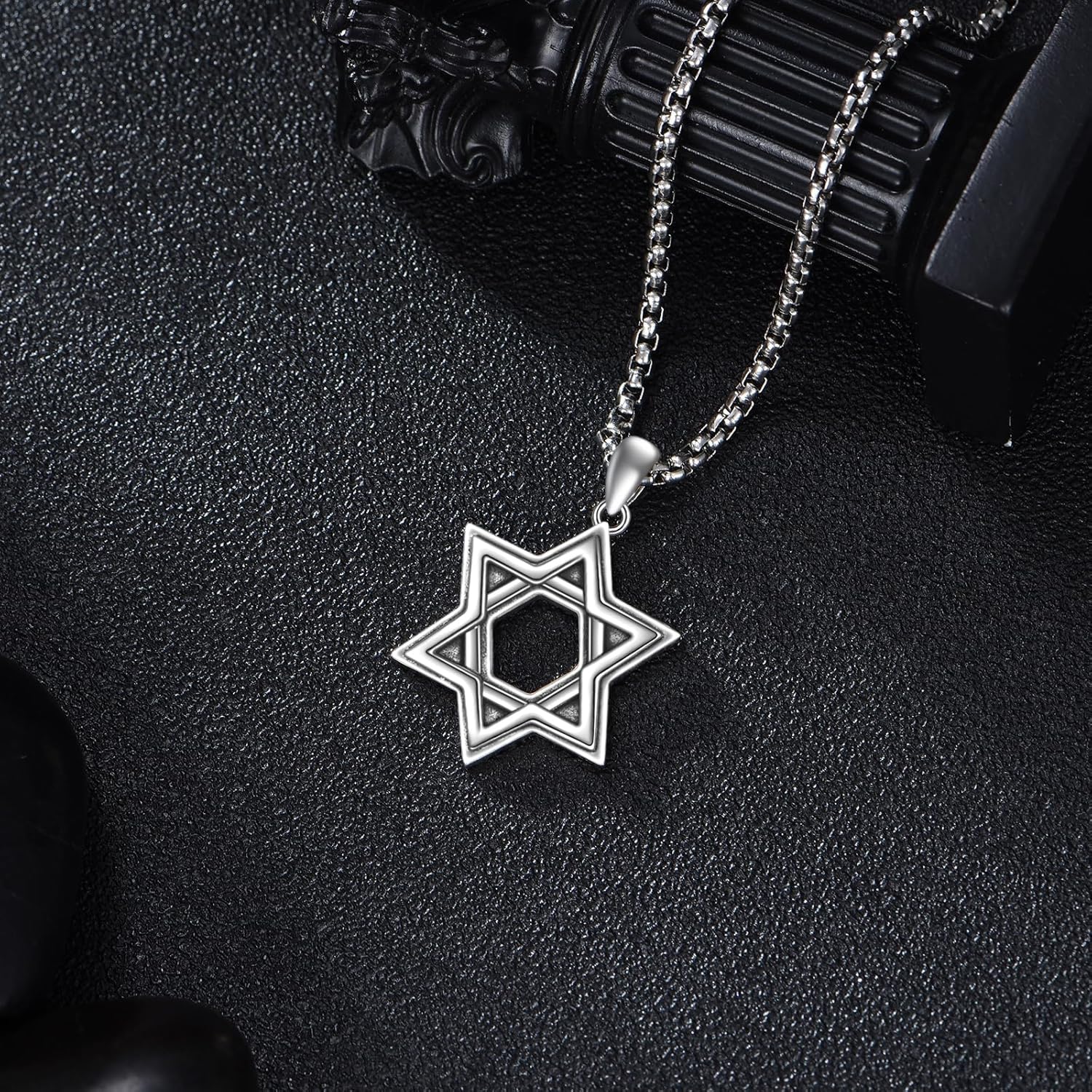 YFN Sterling Silver Star of David Necklace for Men and Women Delicate Jewish Star of David Pendant with 22+2 Inch Adjustable Chain Jewelry Gift for Christmas Father's Day Mother's Day Birthday - Image 2
