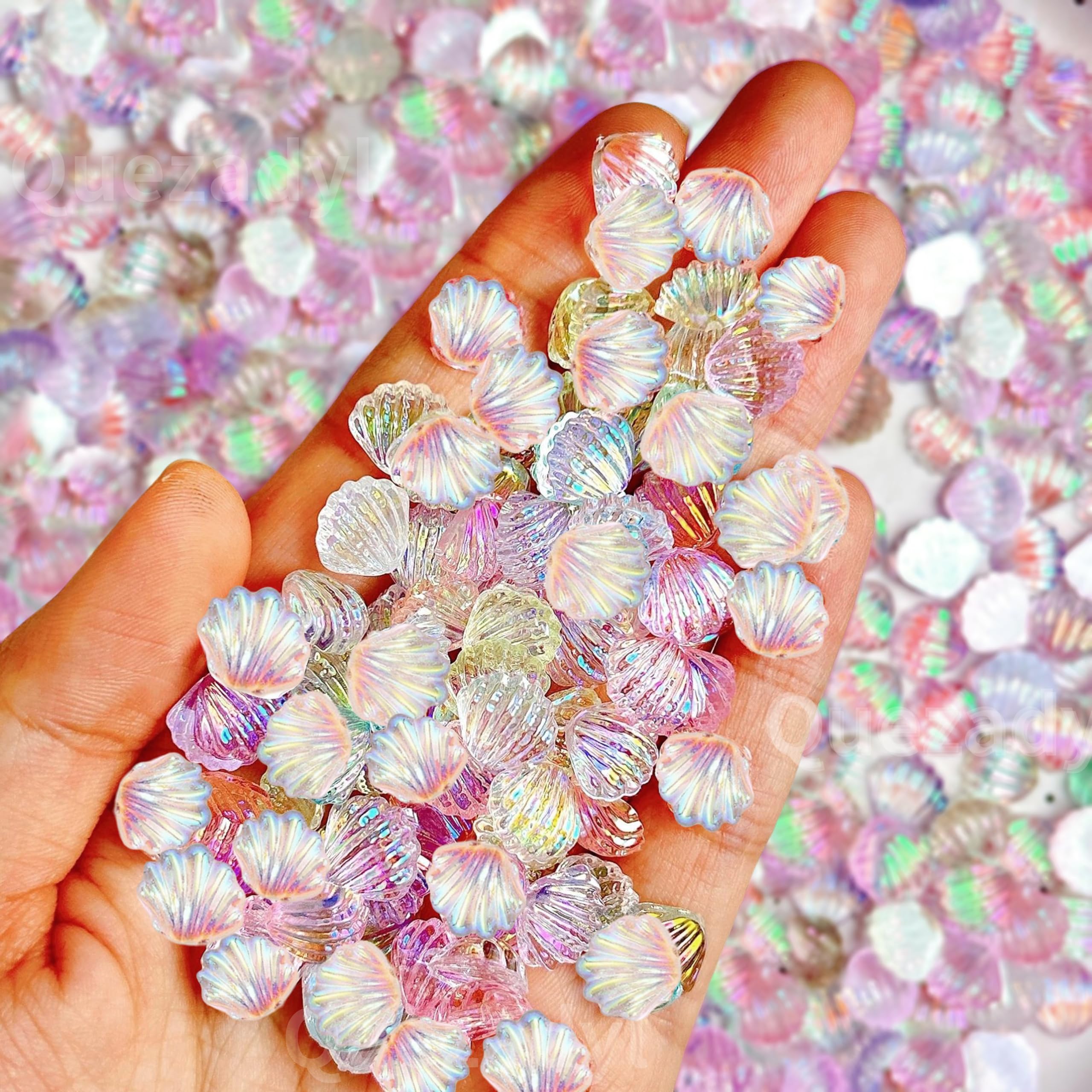 100PCS Summer Ocean Seashell Nails Charms 3D Resin Shell Nail Art Resin Rhinestones for Acrylic Nails Aurora Seashells Nail Gems Nail Jewelry for Women Summer DIY Nail Art Decoration Accessories-image-21