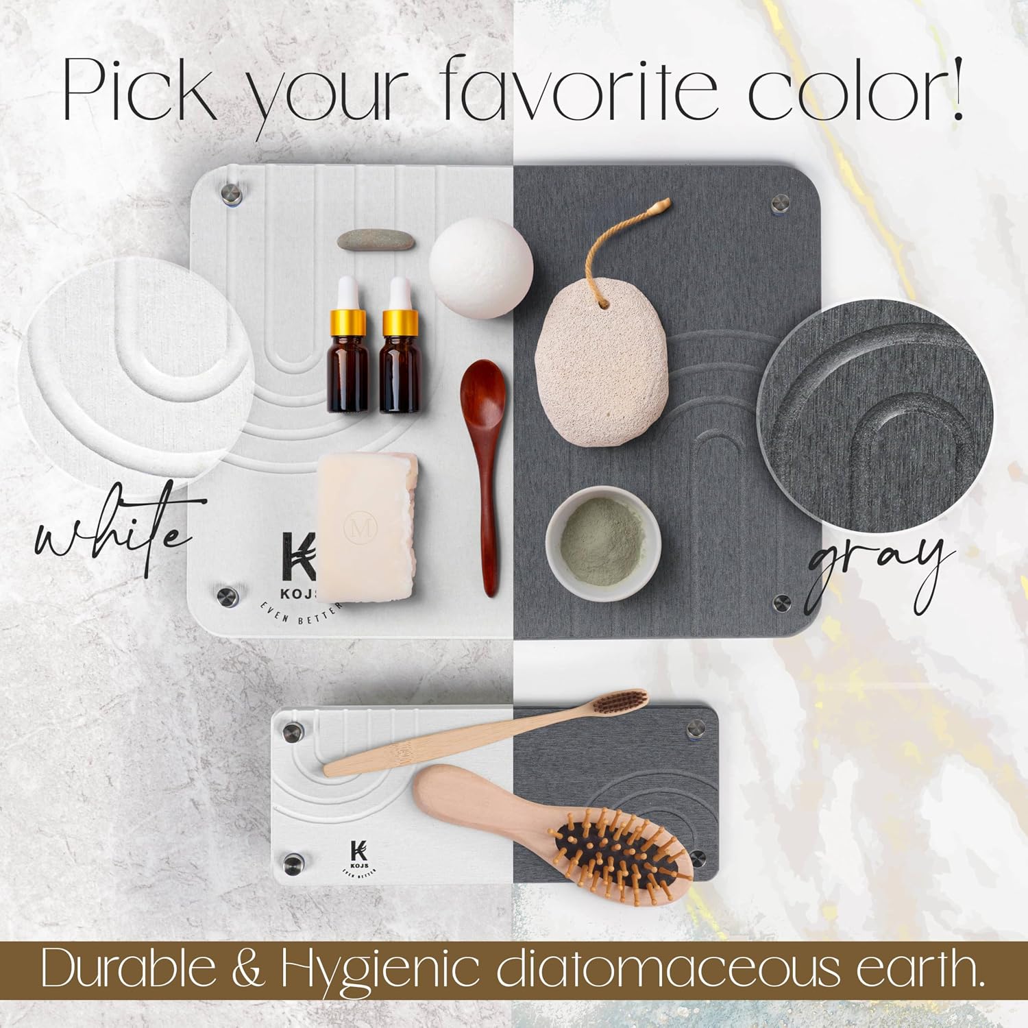 Stone Dish drying mat for Kitchen counter, diatomite stone dish anti- slip feet, quick drying, Odorless, Heat Resistant, eco-friendly mat 15.7 “x 11.8 “, and mini mat (DARK GRAY, 15.7 “ x 11.8 “)