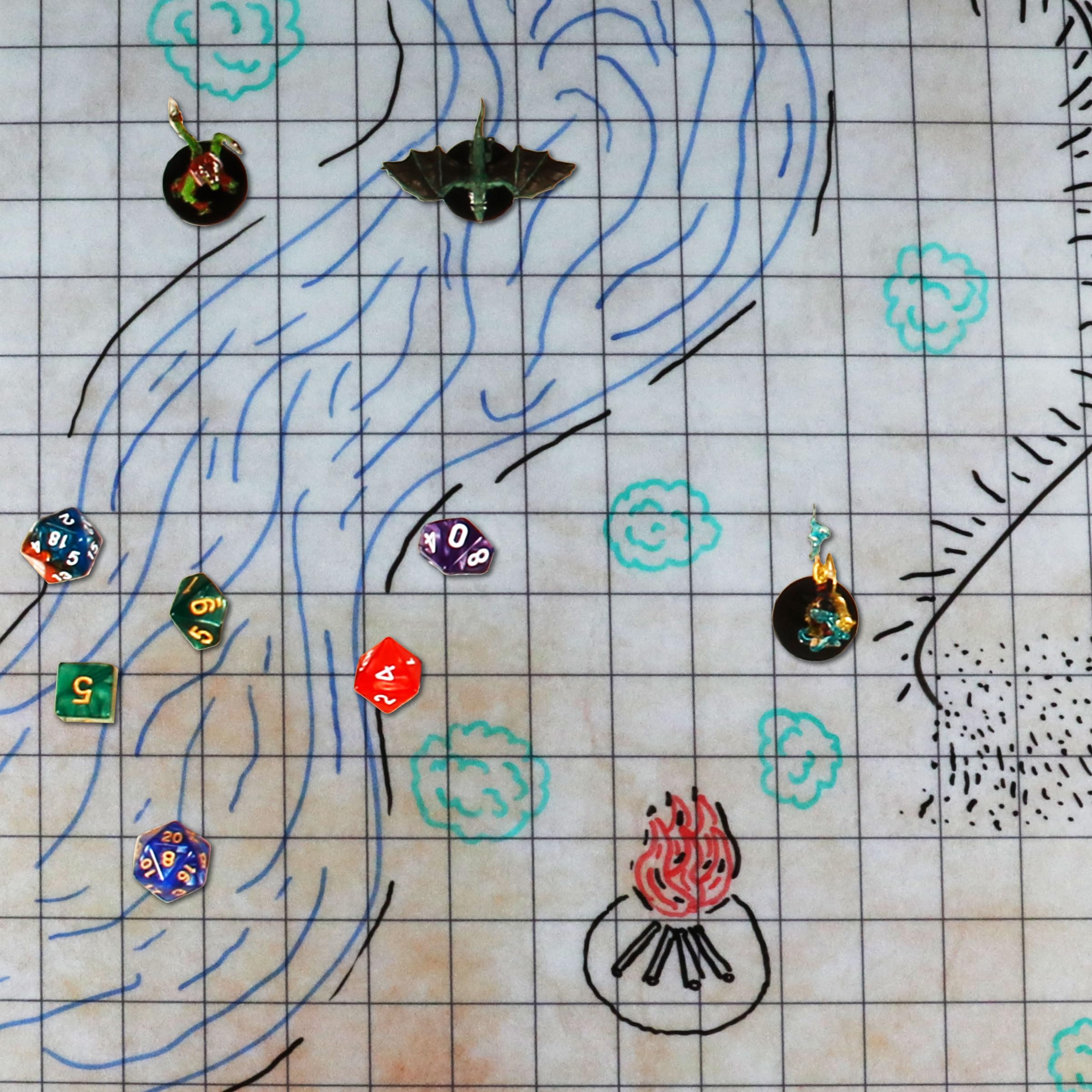 ENHANCE Deluxe RPG Grid Mat - Mapa de DND (61 x 91 cm) con Goma de Primera Calidad, Agarre Antideslizante, Sin Arrugas - Juego de Tapetes de DND de Borrado Húmedo en Seco