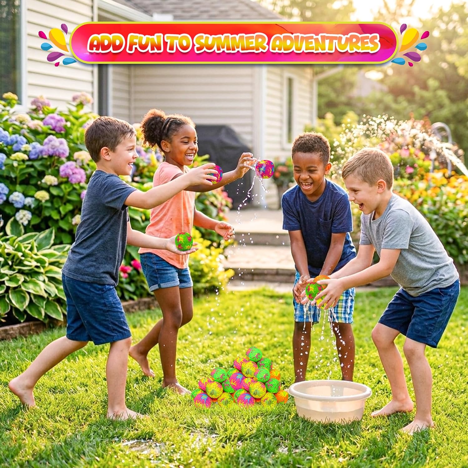 24 Pack - 2" Water Splash Balls Bomb - Mini Water Absorbent Ball - Summer Kids Pool Toys, Outdoor Water Fight Game Activities for Kids, Beach Pool Party Favors, End of Year Student Gifts