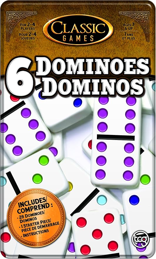 Double 6 Dominoes clásico en lata portátil miniatura 3