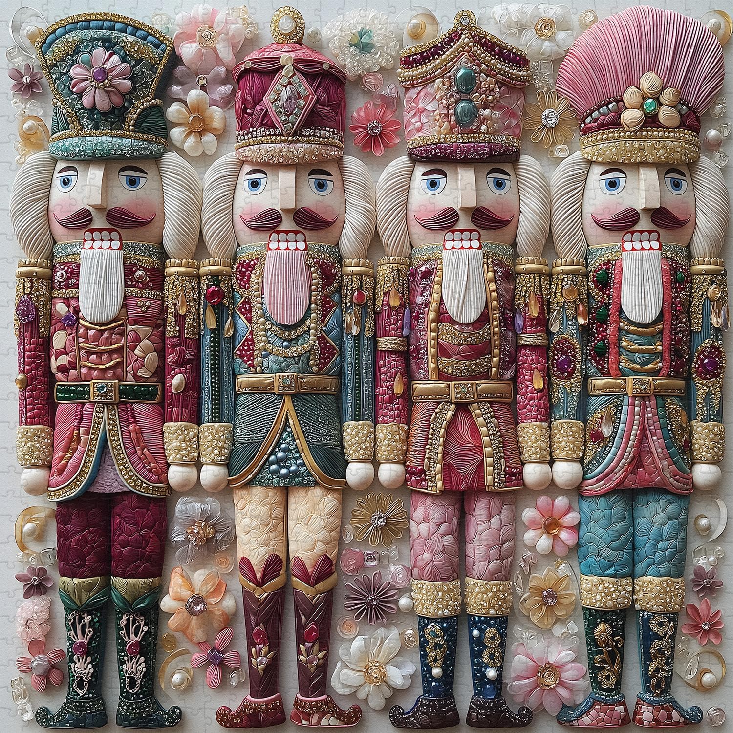 PICKFORU Crystal Nutcracker Puzzles for Adults 1000 Pieces, Elegance Flower Diamond Art Jigsaw Puzzles, Impossible Difficult Unique Challenging Puzzle