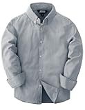 Boys Long Sleeve Oxford Dress Shirts Casual Button Down Shirts Striped Tops for 6-14 Years