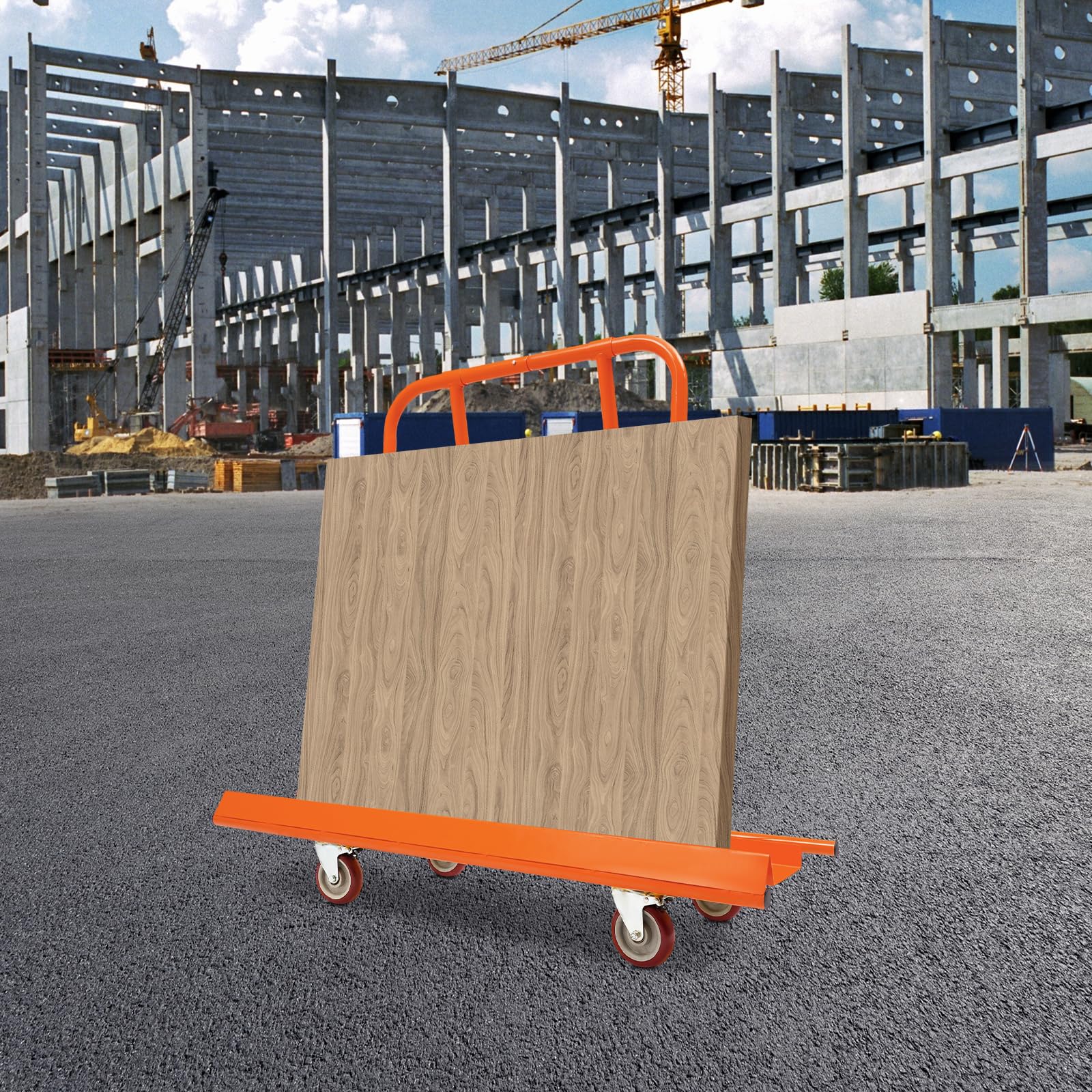 Paneelkarren 800kg oranger Schwerlastwagen für Gipskartonplatten Transport | Schwerlast Paneelkarren 18 cm Panel 4 Rollen mit breitem Griff für sicheres Handling auf Baustellen (Orange)