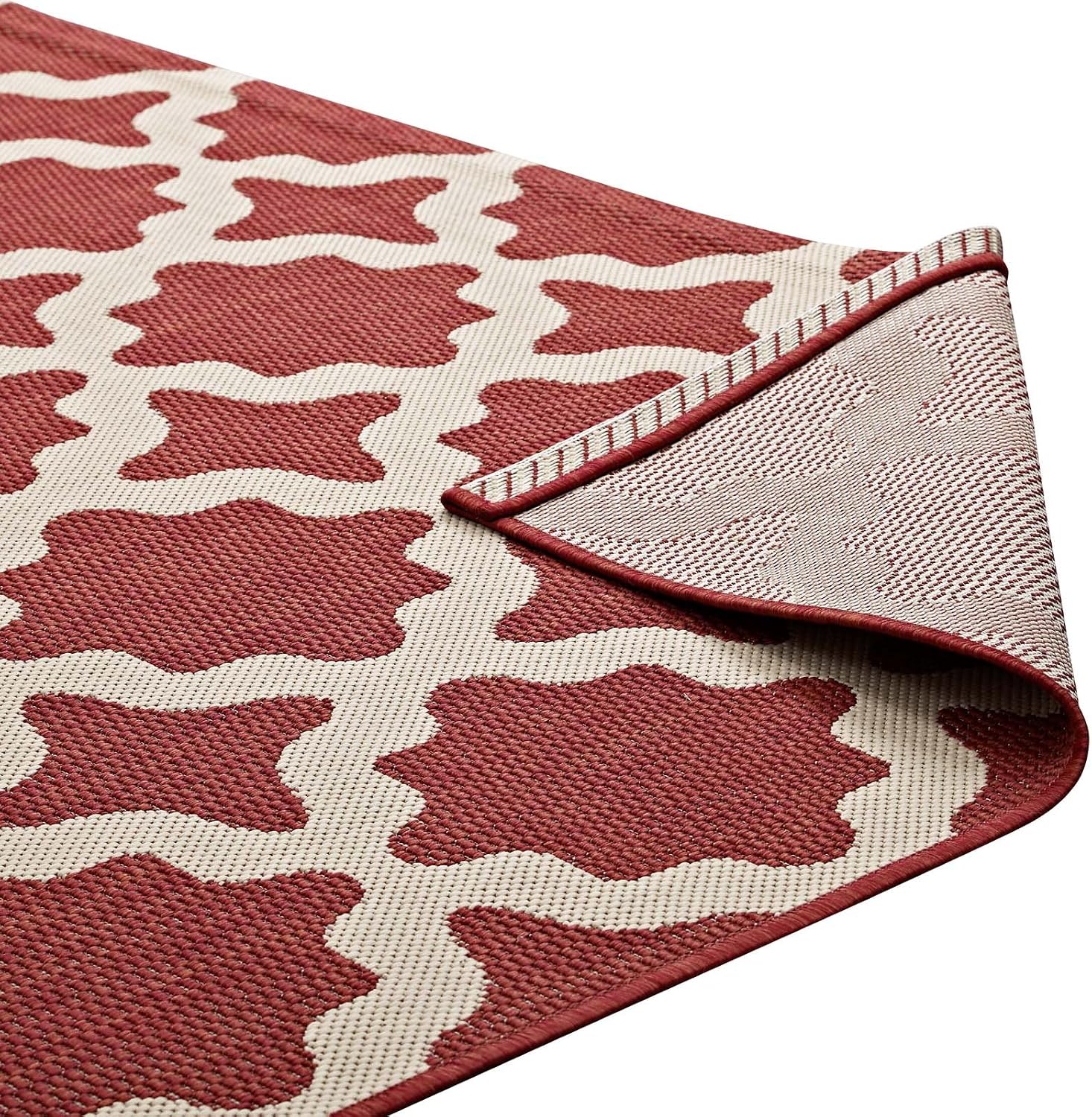 Cerelia Moroccan Trellis 5' x 8' Red and Beige Synthetic Area Rug