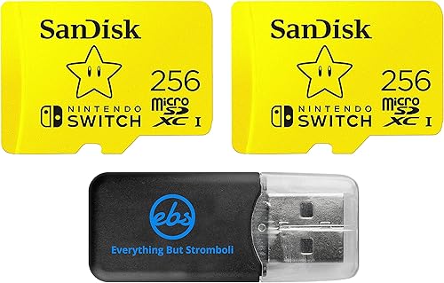 SanDisk - Paquete de 2 tarjetas de memoria Micro SD de 256 GB Nintendo Switch para Nintendo Switch Lite, Switch OLED e Switch (SDSQXAO-256G-GNCZN)
