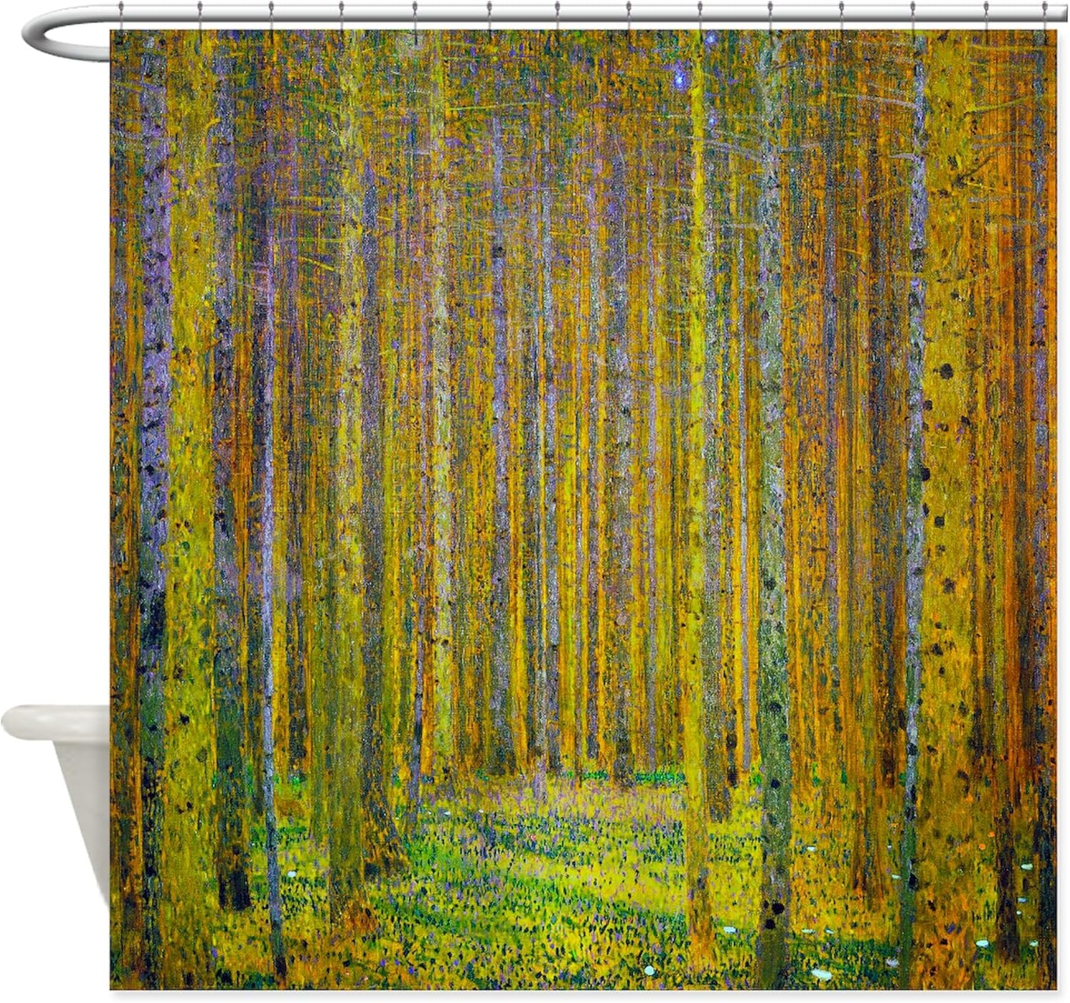 CafePress Gustav Klimt Pine Forest Decorative Fabric Shower Curtain