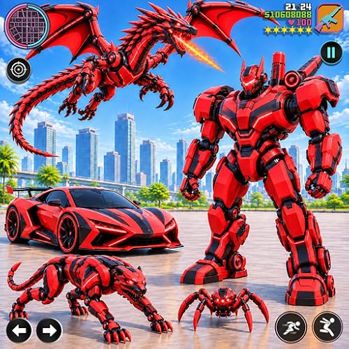 Dragon Dino War Robot Fighting & Car Transform Shooting 3D Simulator: Dinosaur Futuristic Multi Robot Transforming Games
