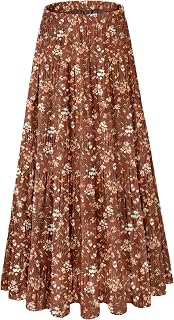 NiPaMi Women's Chiffon Flowy Maxi Skirt Boho Pleated Elastic Waist A-Line Long Skirt Fall 2025 White