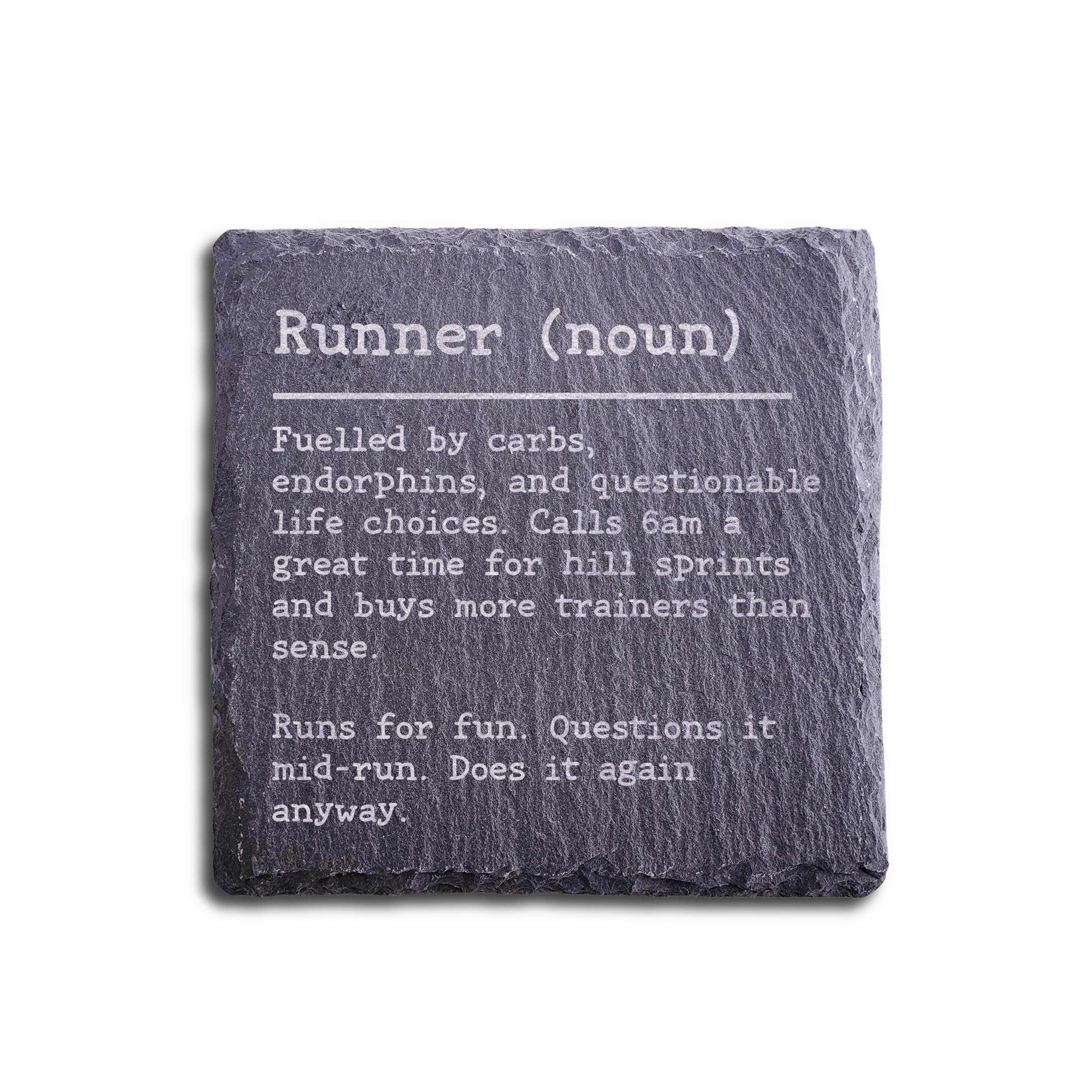 Funny Running Gift – Runner (Noun) Slate Coaster | Running Home Decor | Slate Running Coaster – Gifts for Runners - Running Coasters -Run Gifts