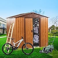 Vista 2 de Cobertizo de almacenamiento para exteriores de 6 x 5 pies, cobertizo de jardín de metal con ventilación de aire y puerta corredera, impermeable