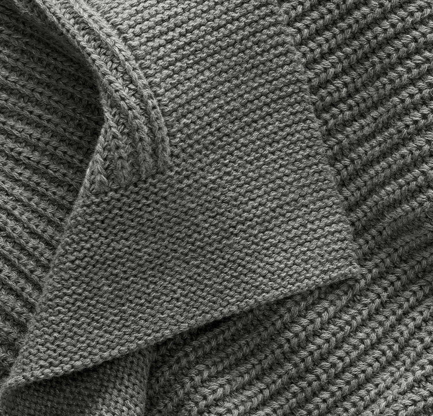 BOLL & BRANCH Ribbed Knit Baby Blanket - Heathered Stone - Toxin-Free 100% Organic Cotton - Machine Washable - Soft, Breathable - 30” x 40”