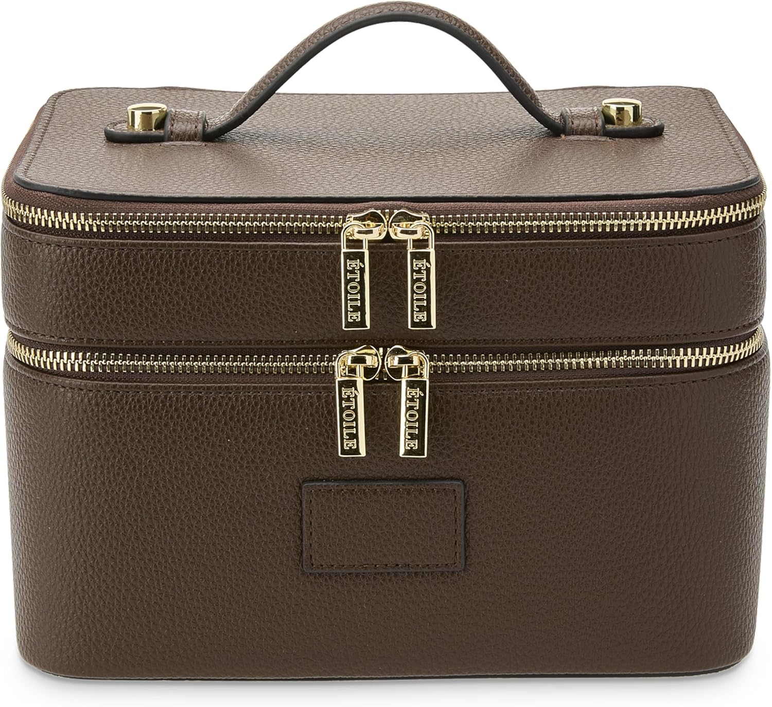 ETOILE - Duo Vanity Case Espresso - Large Functional Travel Makeup Bag Organizer with Removable Divider & Mirror