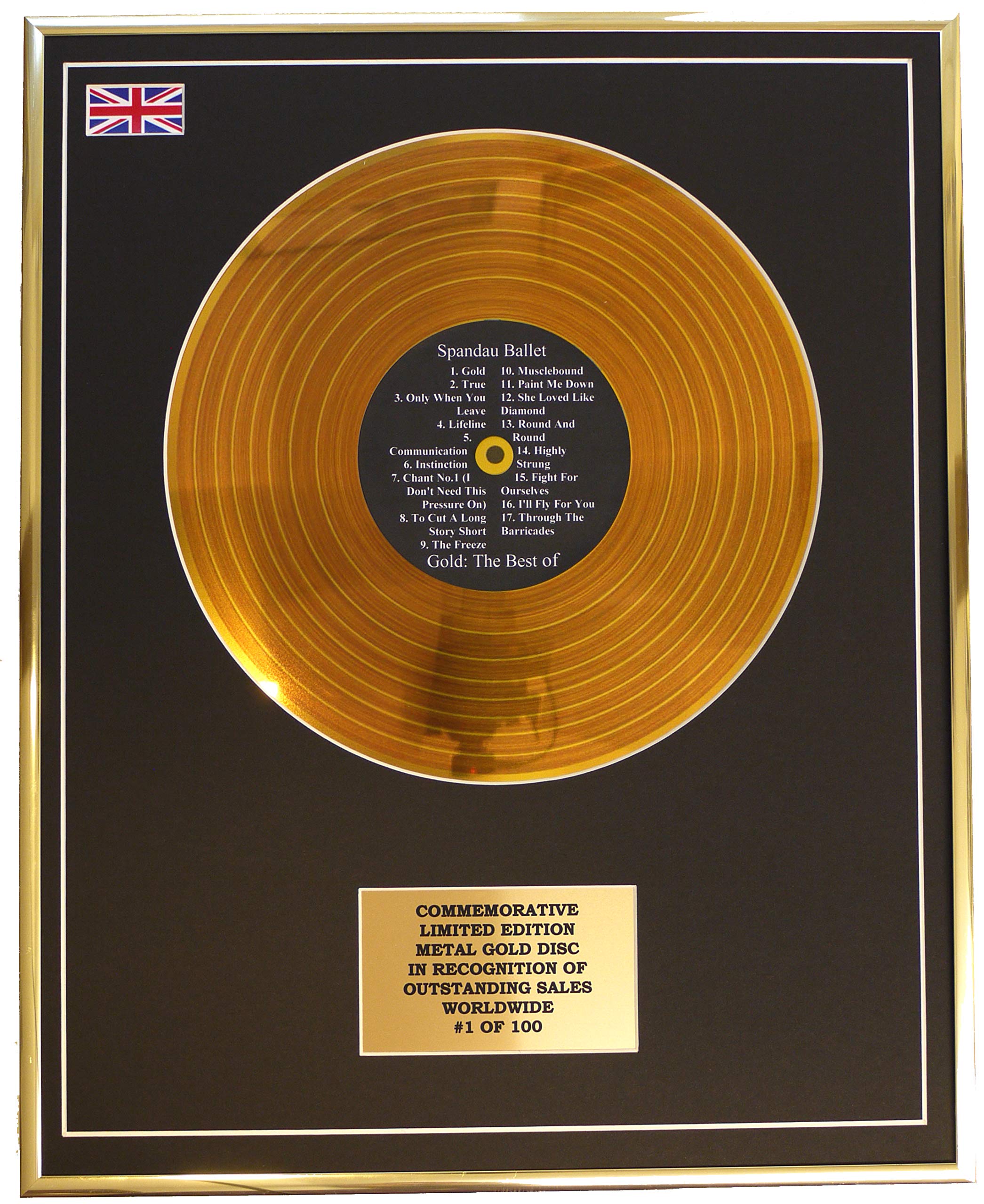 Limited Edition Metal Gold Disc Gold Spandau Ballet - The Best Of Metal Record Display Commemorative Ltd Edition