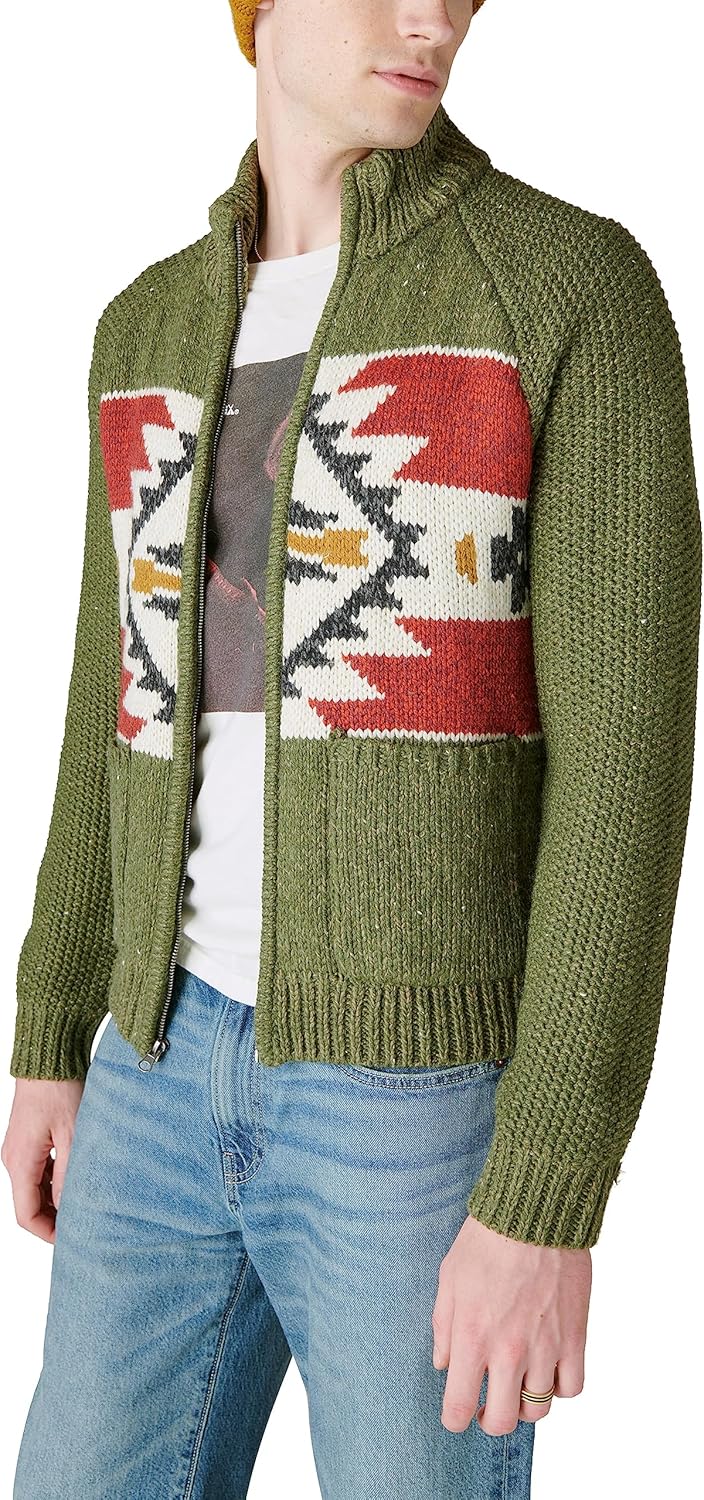 Lucky Brand Men's Lucky Brand Men's Southwestern Print Full Zip Bomber Sweater