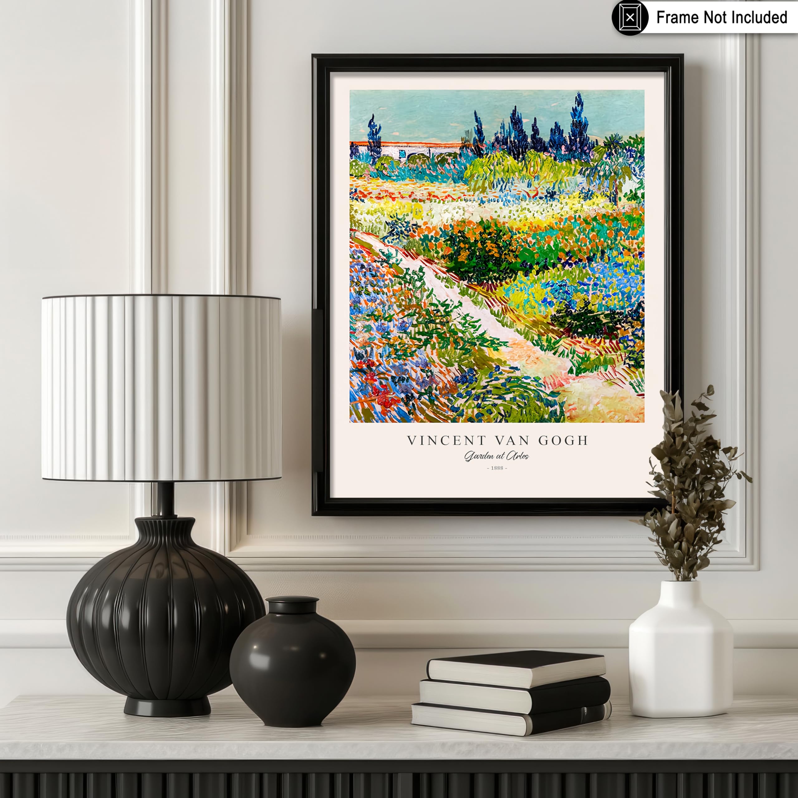 Poster Master Van Gogh - Stampa Giardino Ad Arles Con Cornice Beige, 40,6x50,8 Cm, Decorazione Murale Impressionista