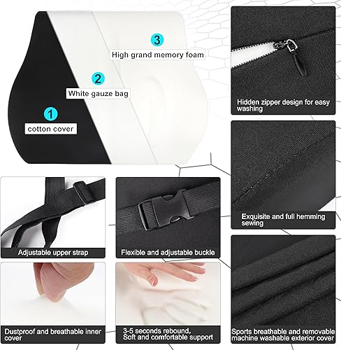 Miniatura 2 de Soporte lumbar para silla de oficina soporte de respaldo de asiento de automóvil, almohada lumbar para silla de escritorio, cojín de espuma