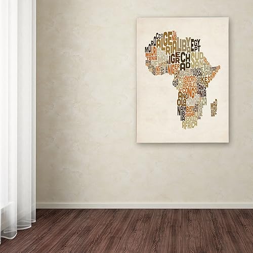 Miniatura 3 de Trademark Fine Art Mapa de texto de África por Michael Tompsett Lienzo Artwork, 14 x 19 pulgadas
