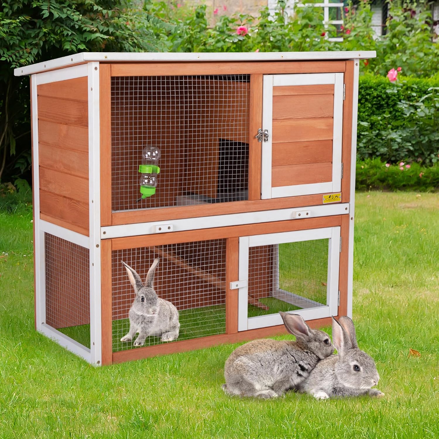 COZIWOW Wooden 35Inch Rabbit Hutch Indoor Outdoor for