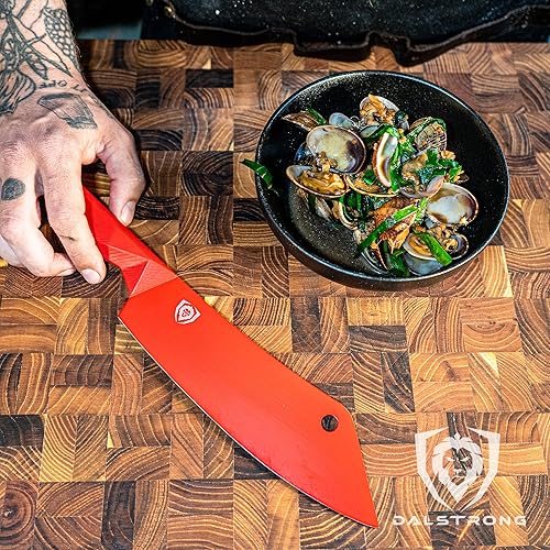 Miniatura 6 de Dalstrong Chef & Cleaver Hybrid Knife - 8 inch - 'The Crixus' - Shadow Black Series - Marauder Red Edition - Red Non-Stick Coating - High Carbon -