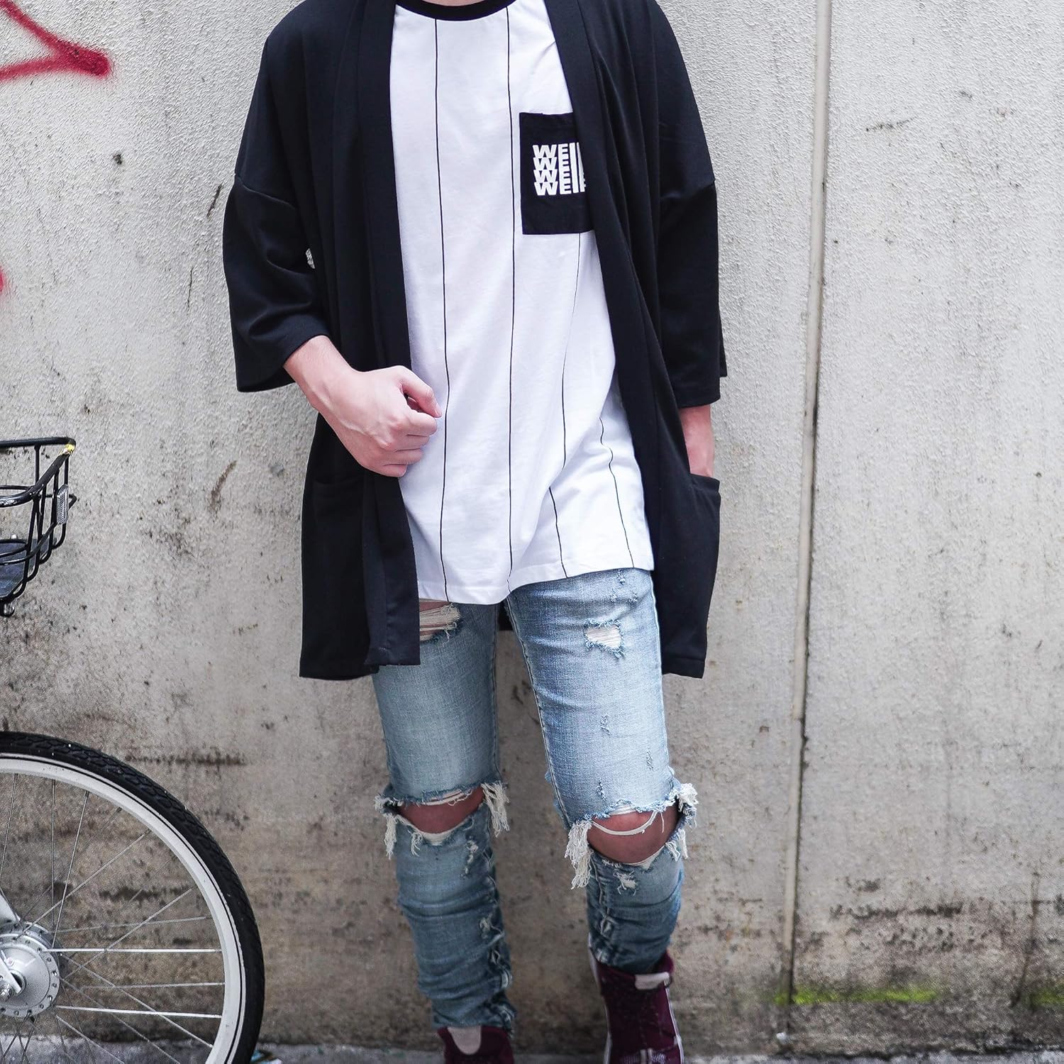 Men's Long Oversized Kimono Cardigan Noragi Japan Jacket Haori Man Yukata Coat - Image 6