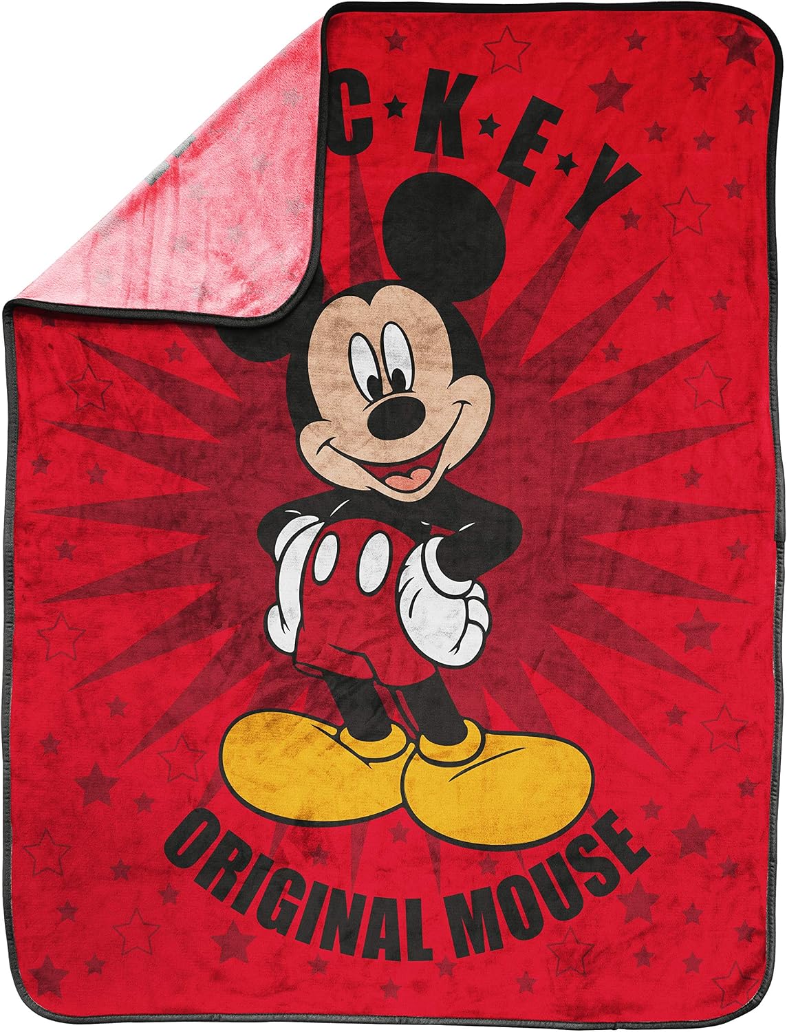 Disney Mickey Mouse Hey Mickey Raschel Throw Blanket - Measures 43.5 x 55 inches, Kids Bedding - Fade Resistant Super Soft - (Official Disney Product)