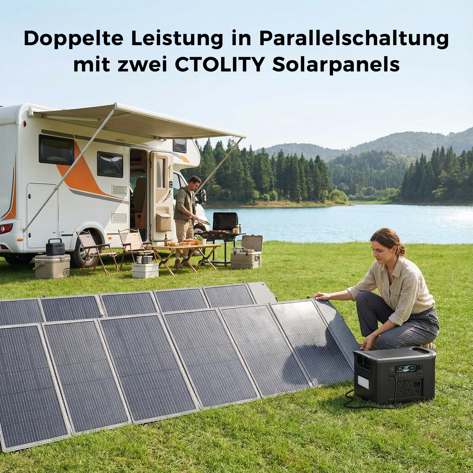 Składany panel słoneczny 200 W do stacji zasilania, przenośny moduł solarny z 10 przyłączami, sprawność 23,5% i wodoszczelna, kompatybilny ze stacjami zasilania na kemping, do kampera, ogrodu