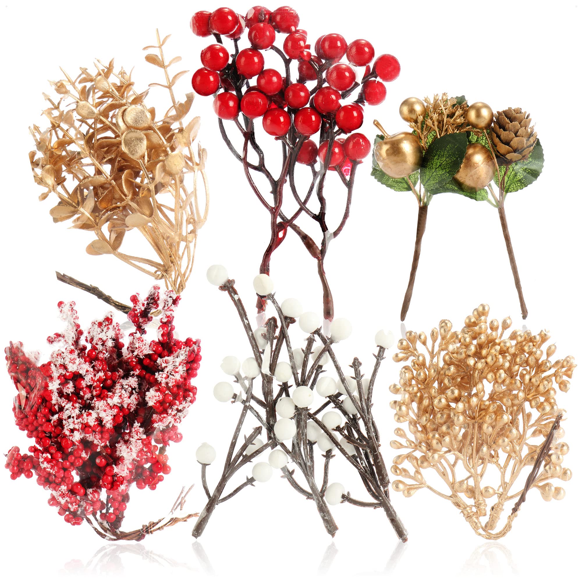 com-four® Decoración navideña - Ramas Decorativas para Manualidades - Adornos navideños dispersos - Juego de Manualidades - Popurrí navideño como decoración de Mesa (6X Bolsas: ramitas)